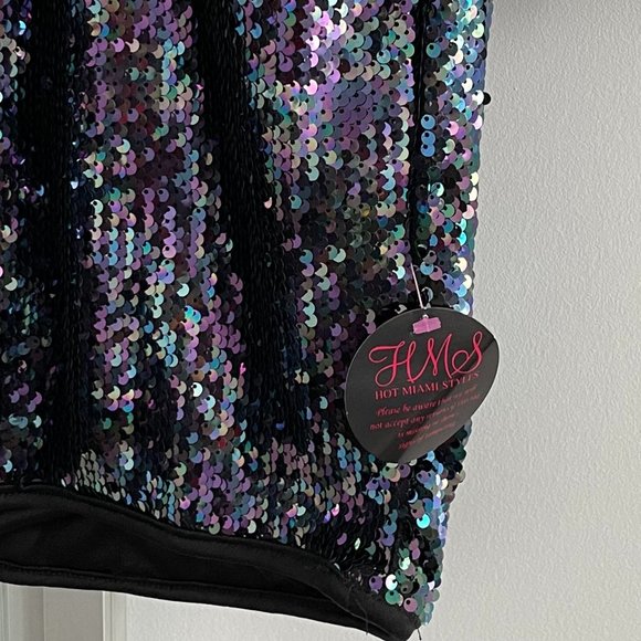 Hot Miami Styles Long Sleeve Mini Sequin Dress - Picture 4 of 4